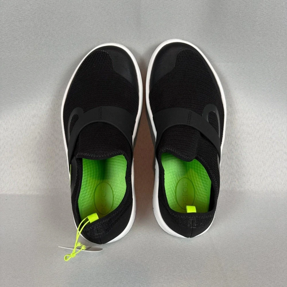 Oofos OOmg Low Mesh Sport Recovery Sneakers Mens 9 Black White Slip-On Light NIB